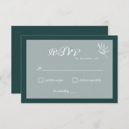 Cartão RSVP de Casamento Simples Emerald Green