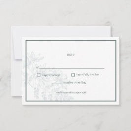 Cartão RSVP de Casamento Simples Floral Verde Sage