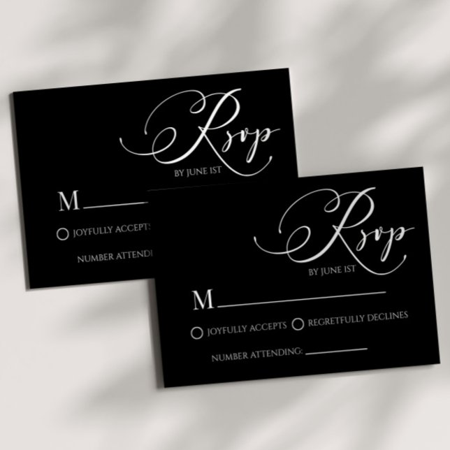 Cartão RSVP de Casamento Simples Mínimo Clássico M (Criador carregado)