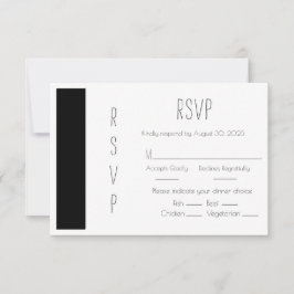 Cartão RSVP de Casamento Simples Preto de Orçament