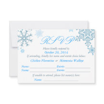 Cartão RSVP de Casamento Snowflake (Malibu Silver)