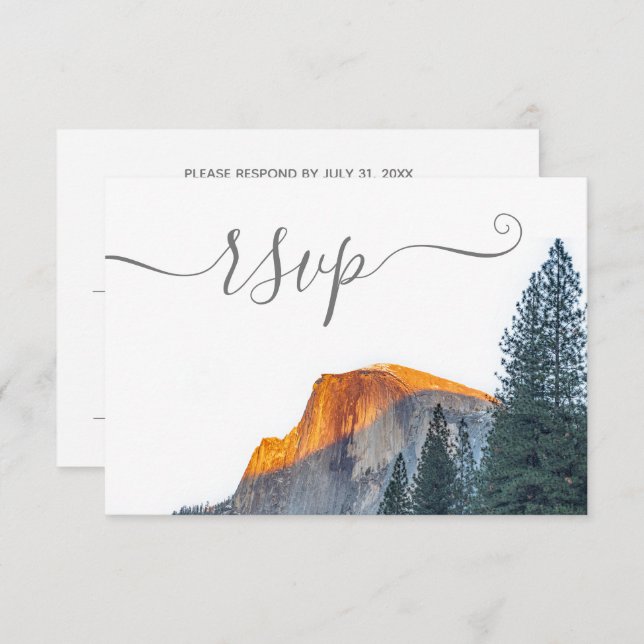 Cartão RSVP de Casamento Sunset Half Dome Yosemite (Frente/Verso)