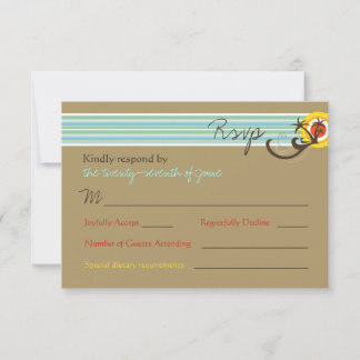 Cartão RSVP de Casamento Tropical de Praia de Summ