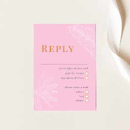 Cartão RSVP de Casamento Tropical Moderno com Esco