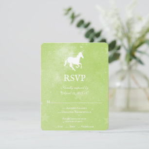 Cartão RSVP de Casamento Unicórnio Verde