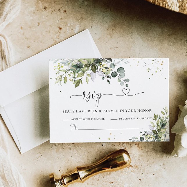 Cartão RSVP de Casamento Verde (Criador carregado)