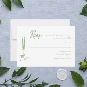 Cartão RSVP de Casamento Verde da Sage Modern