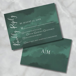 Cartão RSVP de Casamento Verde de Aquarela Elegant