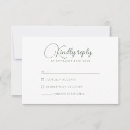 Cartão RSVP de Casamento Verde de Azeitona Elegant