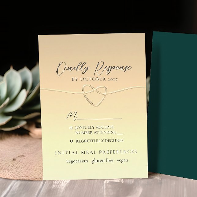 Cartão RSVP de Casamento Verde Emerald (Criador carregado)