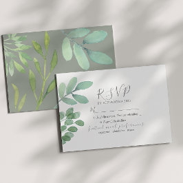 Cartão RSVP de Casamento Verde Rustic Sage