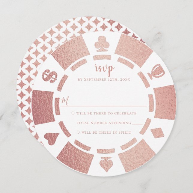 Cartão RSVP de Casino de Chip Casino de Poker Dour (Frente/Verso)