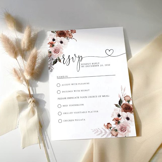 Cartão RSVP de Cerimônia de Casamento Floral da Se (Criador carregado)