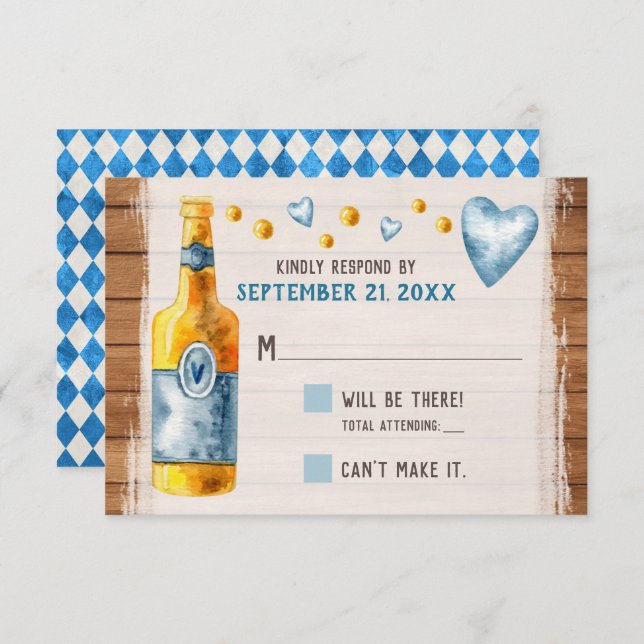 Cartão RSVP de Cerveja Bávara Russo de Casamento O (Frente/Verso)