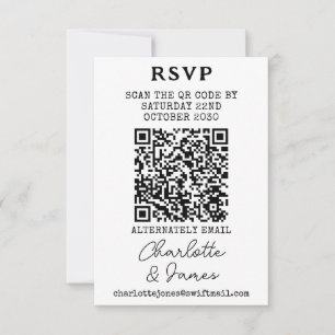 Cartão RSVP de Código Elegante, Sr. e Sra. QR