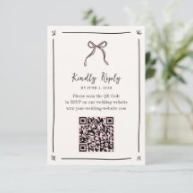 Cartão RSVP de Código QR da Faixa Rosa - Casamento