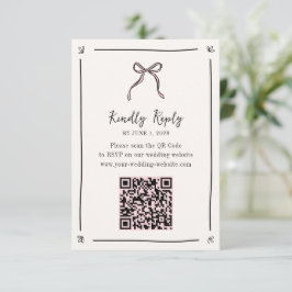 Cartão RSVP de Código QR da Faixa Rosa - Casamento