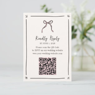 Cartão RSVP de Código QR da Faixa Rosa - Casamento