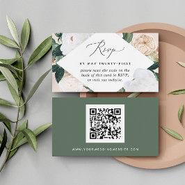 Cartão RSVP de Código QR de Casamento Boho Blooms