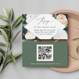 Cartão RSVP de Código QR de Casamento Boho Blooms