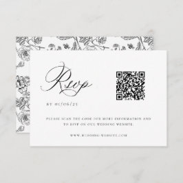 Cartão RSVP de Código QR de Casamento de Chinoiser