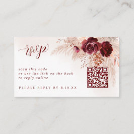Cartão RSVP de Código QR de Casamento de Grass Boh