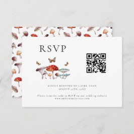 Cartão RSVP de Código QR de Casamento de Mushroom