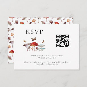 Cartão RSVP de Código QR de Casamento de Mushroom