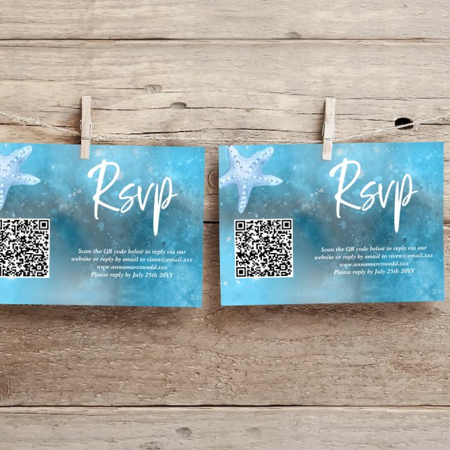 Cartão RSVP de Código QR de Casamento de Verão de  (Criador carregado)
