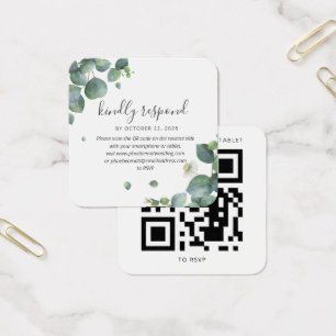 Cartão RSVP de Código QR de Casamento Eucalyptus G