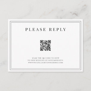 Cartão RSVP de Código QR de Casamento Formal