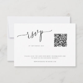 Cartão RSVP de Código QR de Casamento Minimalista
