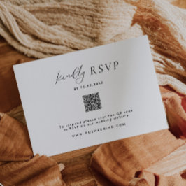 Cartão RSVP de Código QR de Casamento Negro e Bran