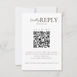 Cartão RSVP de Código QR de Casamento Negro e Bran