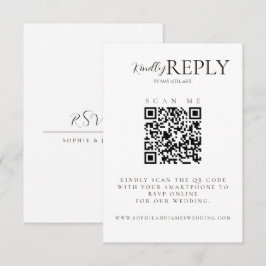 Cartão RSVP de Código QR de Casamento Negro e Bran