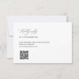 cartão RSVP de código QR de casamento preto e bran