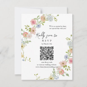 Cartão RSVP de Código QR de Pastel Wildflower
