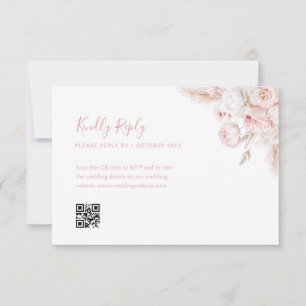 cartão rsvp de código qr floral rosa floral modern