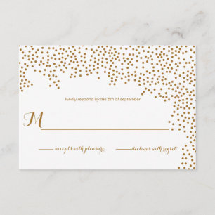 Cartão RSVP de Convite Confetti Dourado