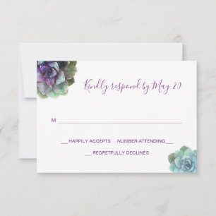 Cartão RSVP de Convite de Casamento de Suculente d