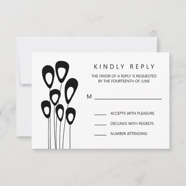 Cartão RSVP de Convite de Casamento Peacock Estili (Frente)