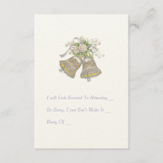 Cartão RSVP de Convite de Casamento. "Sinos de Cas