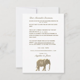 Cartão RSVP de Convite para Aviso Dourado Simples