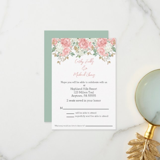 Cartão RSVP de convite para casamento (Frente/Verso In Situ)