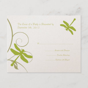 Cartão RSVP de Convite para Casamento de Dragonfly