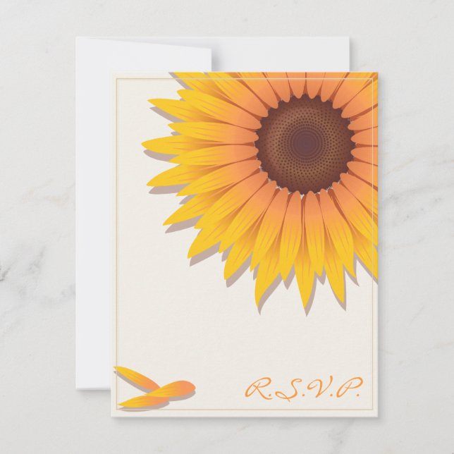 Cartão RSVP de Convite para Casamento de Girassol (Frente)