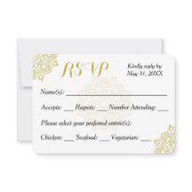 Cartão RSVP de Convite para Casamento de ouro Mand