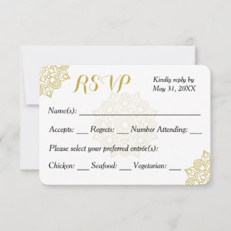Cartão RSVP de Convite para Casamento de ouro Mand