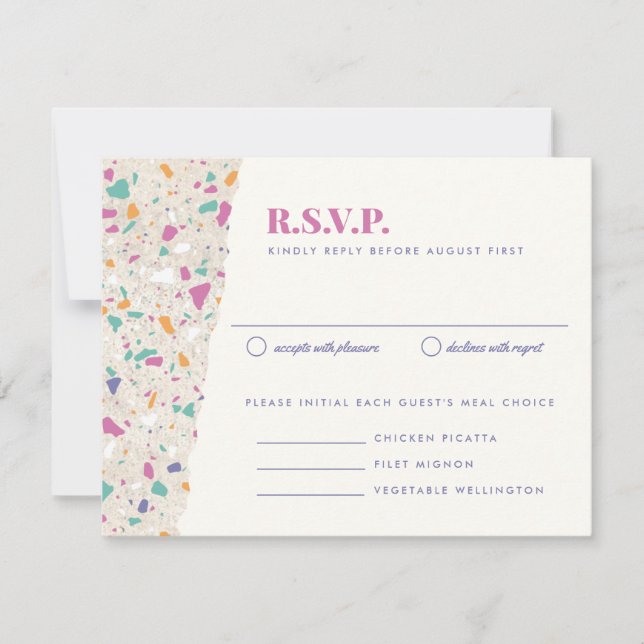 Cartão RSVP de Convite para Casamento de Pastel Te (Frente)