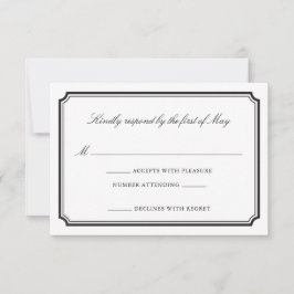 Cartão RSVP de Convite para Casamento Formal